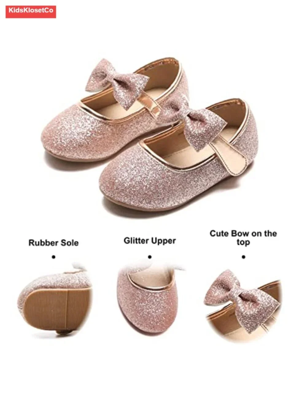 Toddler Girls Mary Jane Flats Ballet Shoes Party Wedding Hook & Loop